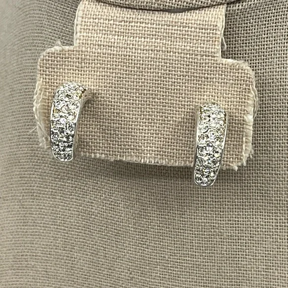 Vintage QVC Necklace & Earring Set – Silver-Tone with Crystal / CZ Accents - Picture 10 of 17